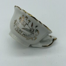 Vintage Just Married Porcelain Miniature Tea Cup Mug Japan picture