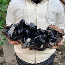 18.2lb Natural Black Smoky Quartz Crystal Cluster Raw Mineral Specimen picture