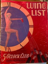 1930s Art Deco Miami Beach Florida 5 O'Clock Club 16-Page Wine List Menu picture