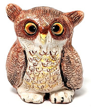 Vintage Basil Matthews Owl Figurine Signed England Ceramic Big Eyes 2.5