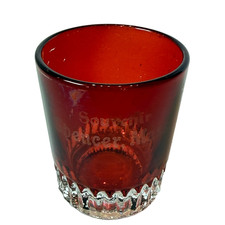 SPENCER MA Massachusetts Ruby Red Flash Souvenir Glass TRINKET ANTIQUE CUP picture