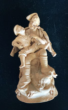 Vintage Paolo Grasso Terracotta Clay Figurine Papa & Son Signed S. NO Grasso picture