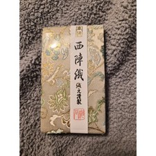 Vintage Japanese Nishijin-ori Silk Brocade Card Case Woven Floral Gold Green picture
