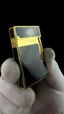 S.T. DUPONT Ligne2 Double Flame Black lacquer Gold old fashined Lighter picture