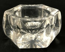 Vintage Antique Heavy Glass Open SALT CELLAR Dip Dish Thick Star Bottom Old picture