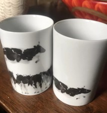 Cow Graphic Mugs Set of 2 Black and White Ranch Country picture