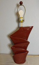 Vtg 1980s Harris Potteries Red Ceramic Table Lamp Lighted Postmodern Sculptural picture