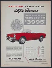 1961 PRINT AD Alfa Romeo 2000 Spider 