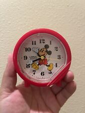Vintage LORUS Battery Powered MICKEY MOUSE Red Table Top Alarm Clock Japan picture