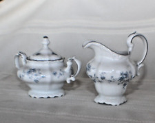 Johann Haviland - Bavaria Germany Blue Garland - Sugar Bowl with Lid and Creamer picture