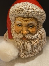Vintage Artist Handmade Christmas Santa Head Hand painted 6inches Tall Ceramic picture