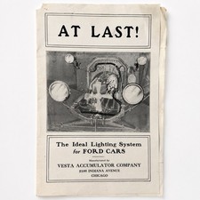 Antique 1912 Vesta Ford Model T Lighting System Sales Brochure Chicago Diagram picture