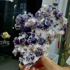 3.1LB Rare Purple  blue cubic fluorite mineral crystal sample/Inner Mongolia picture