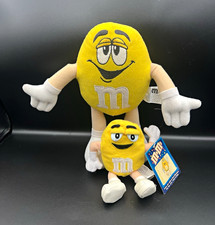 Vintage Yellow M&M's Plush Lot of 2 - 11’’ Poseable Doll & 7’’ Beanie Nanco Mars picture