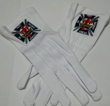 MASONIC FREEMASONS KNIGHTS TEMPLAR EMBROIDERED DRESS GLOVES  picture