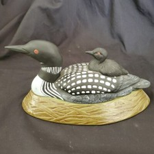 VTG Loon & Baby on Back Figurine Ceramic Hidden Storage Hand Painted, DHM 1995 picture