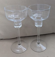 Clear Crystal Glass Candlestick Holders Octagonal Opening Set of 2  8.5