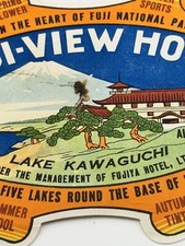 1940s 1950s Vintage Hotel Luggage Label Fuji-View Hotel - Lake Kawaguchi, Japan picture