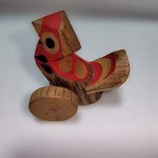 Saga Kishimayama Itto Carved Red Bird Wooden Toy With Wheels picture