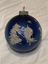 VINTAGE VERY RARE CHRISTMAS ORNAMENT SANTA WITH HIS REINDEER STARS PINE TREE HTF picture