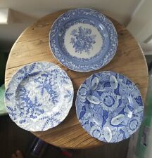 3 Spode Blue Room Plates Byron Groups - Sunflower - Grapes England EUC  picture