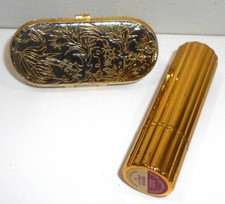 Vtg Este Lauder Flip Mirror Lipstick Compact Clip -All Day Frosted Apricot #39 picture