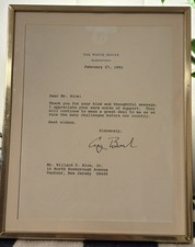 1991 President George H.W. Bush The White House Letter with Seal and Watermark picture