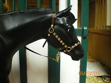 Jaapi BROWN/GOLD STUDDED halter w/lead, fits Breyer CM picture