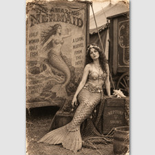 Circus Mermaid Vintage Freak Photo Print Oddity Girl Preformer Odd Sideshow 19 picture