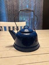 Blue Speckled Enamelware Tea Kettle picture