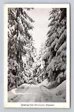 Rhinelander WI-Wisconsin, Scenic Greetings, Snowy Roadway, Vintage Postcard picture