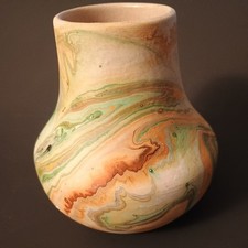 Vtg Nemadji Pottery Hand Made Native Clay Southwester Swirl Vase 5