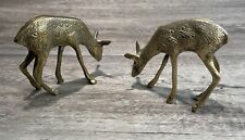 Vintage Pair of Brass Deer Figures Doe Figurines 4.5 Inch Tall picture