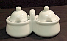 Houston Harvest Ceramic White Lidded Double Condiment Set picture