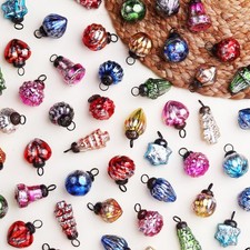 Retro Multi Glass Vintage Christmas Tree Ornaments - 1.25