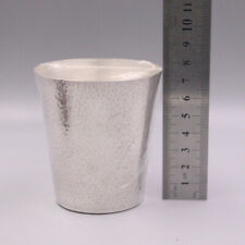 999 Pure Silver Cup Mug Handmade Mirror Face Hammertone Finishes Tea Cup 3inchH picture