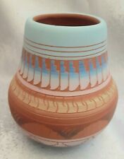 Fannie Whitegoat Navajo Small Etched Vase Signed 2005 picture
