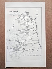 Castles and Towers Along the East & Middle Marches, 1541- Antique Print - 1885 picture