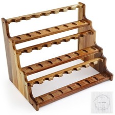 Acacia Pipe Stand Holder for 24 Smoking Pipes Acacia 3-layer Smoking Pipe Stand picture