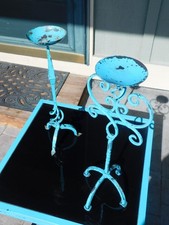 Vintage 2 Blue Wrought Iron PAIR 16