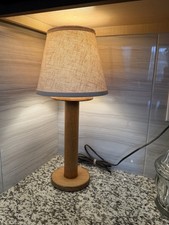 Antique 18.5” Tall English Yarn Spool Lamp With Shade WORKS picture
