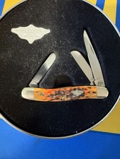 2002 CASE XX 6318, AUTUMN BONE STOCKMAN Pocket KNIFE and Collectors TIN (NIB)  picture