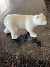 Vintage White Ceramic Polar Bear Figurine 6in Crackle Glaze Winter Decor picture