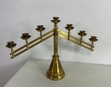 Antique Brass Candelabra Adjustable Traditional Menorah picture