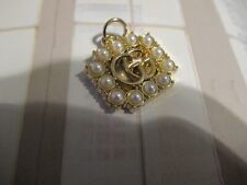 GUCCI   ZIPPER PULL CHARM GOLD tone metal , FAUX PEARLS 20mm  picture