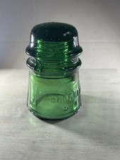 Antique Brookfield CD 145 Emerald Green Glass Insulator Heavy Bubbles Beehive picture