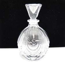 Clear Crystal Perfume Bottle w Square Stopper Ribbed Unused picture