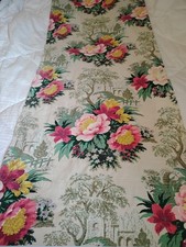 VTG 1950s MCM Puritan Vat ISLE OF CAPRI Scenic Floral Barkcloth - CUTTER  picture