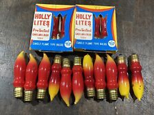 VINTAGE HOLLY LITE PRETESTED CANDELABRA CHRISTMAS TREE BULBS CANDLE FLAME NOS picture