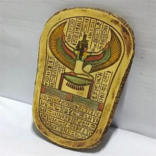 Hand-carved ancient Egyptian wall plaque featuring Queen Isis in antique style picture